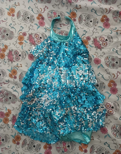 Girls blue sequin halterneck - blue,